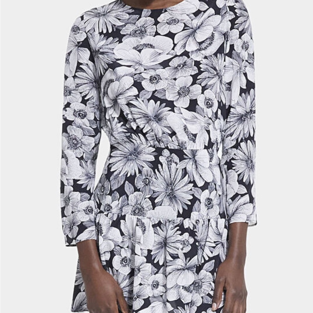 Floral Black and White Women's Dress
